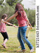 Family playing in the park