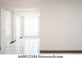 Hall with blank wall Hall with blank wall