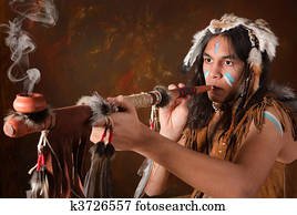 Indian with peace pipe Indian with peace pipe