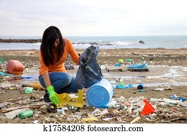 tentando, escolher, cima, plástico, meio, de, poluição