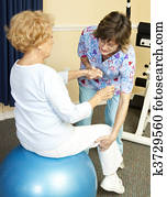 terapia física, com, ioga, bola