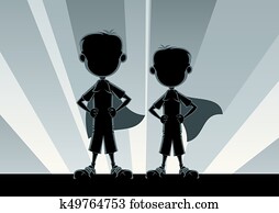 toppen, pojkar, silhouettes