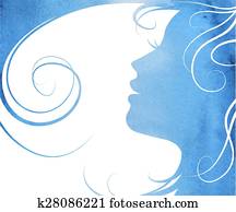 watercolor woman's profile watercolor woman's profile