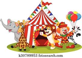 ציור היתולי, שמח, בעל חיים, קרקס