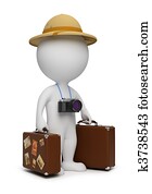 3, liten, folk, -, turist