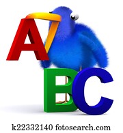 3d Bluebird with letters of the alphabet 3d Bluebird with letters of the alphabet