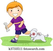 Boy and Pet Dog Boy and Pet Dog