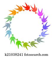 circle of colorful people pictogram