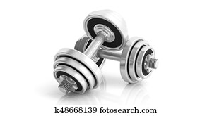 Dumbbells on white background. 3d illustration Dumbbells on white background. 3d illustration
