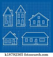 Architecture Blueprint Of A House. Vector Clipart | k5048091 | Fotosearch