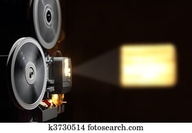 old projector showing film
