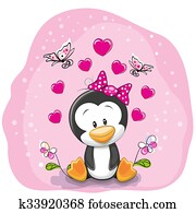 Penguin with flowers Penguin with flowers