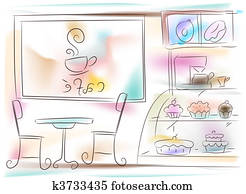 בית קפה, פנים