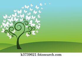 ירוק, פרפר, עץ