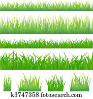 4, fundos, de, grama verde, e, 4, topetes, de, capim