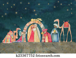 Christmas Nativity scene with the t Christmas Nativity scene with the t