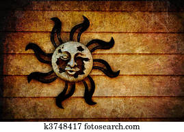 pagão, sol, símbolo, fundo, com, textura, adicionado