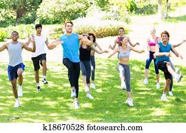 People exercising in the park