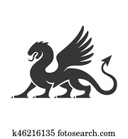 ritterwappen, feuerdrachen, silhouette, Logo., vektor ritterwappen, feuerdrachen, silhouette, Logo., vektor