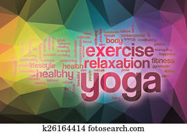 Yoga word cloud with abstract background Yoga word cloud with abstract background