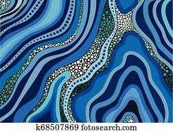 Aboriginal dot art vector background with river Aboriginal dot art vector background with river