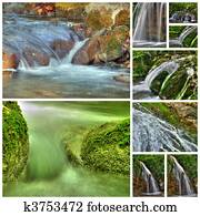 collage of waterfalls from nine photos collage of waterfalls from nine photos