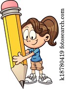 Girl holding pencil Girl holding pencil