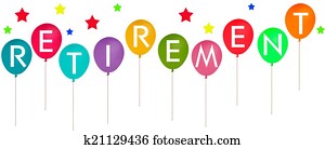 Happy retirement party balloon banner - white background