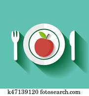 Red apple on a plate. Red apple on a plate.