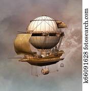 Vintage steampunk airship Vintage steampunk airship