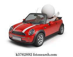 3d, piccolo, persone, -, auto di dimensioni compatte, berlina compatta