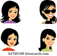 Cartoon Avatar Portrait Illustration Women