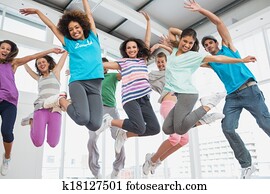 classe aptidão, e, instrutor, fazendo, pilates, exercício