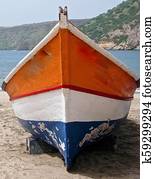 colourful wooden fishing boat in Cape Verde