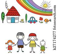 happy family and rainbow happy family and rainbow
