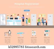 hospitalar, registro, escrivaninha, vetorial, ilustração