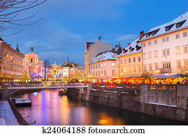 ljubljana, 에서, 크리스마스, time., 슬로베니아, europe.