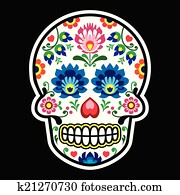 mexikanisch, zucker, totenschädel, polnisch, leute art