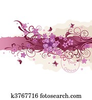 Pink flowers and butterflies border Pink flowers and butterflies border