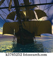 Sailing vessel in the sea Sailing vessel in the sea