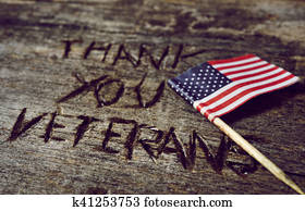 text thank you veterans and the flag of the US