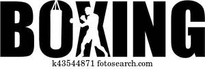 Boxing with boxer silhouette Boxing with boxer silhouette