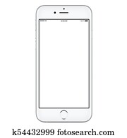 iPhone style front view of white mobile smart phone mockup with blank screen iPhone style front view of white mobile smart phone mockup with blank screen