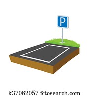 parkplatz, symbol, karikatur, stil