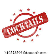 Red Weathered Cocktails Stamp Circle and Stars design Red Weathered Cocktails Stamp Circle and Stars design