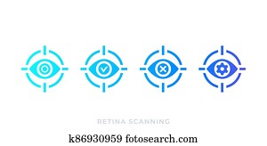 retina scanning, biometric scan vector icons