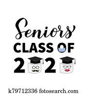 Seniors Class of 2020 lettering with toilet paper, mask and graduation cap. Coronavirus COVID-19 quarantine. Funny graduation typography poster. Vector template for greeting card, banner, t-shirt. Seniors Class of 2020 lettering with toilet paper, mask and graduation cap. Coronavirus COVID-19 quarantine. Funny graduation typography poster. Vector template for greeting card, banner, t-shirt.