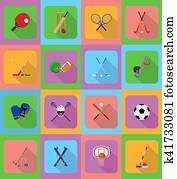 sport equipment flat icons illustration sport equipment flat icons illustration
