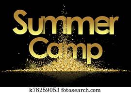 Summer Camp in golden stars background Summer Camp in golden stars background