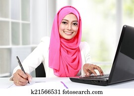 woman working with laptop